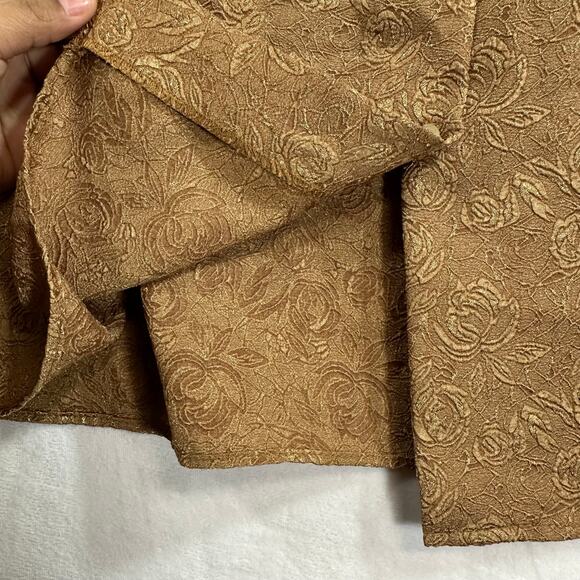 VTG Mark Reed Top Blouse Plus 18W 80s Jacquard Gold Tone‎ Rose Buttoned Women's - Picture 5 of 12